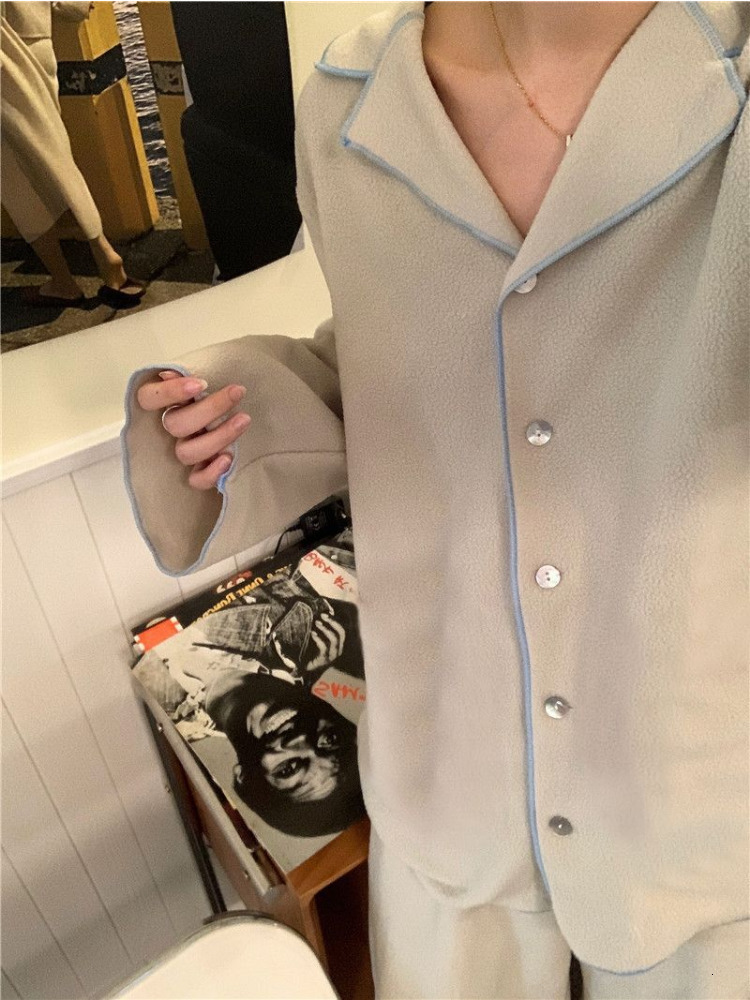 Women's Sleepwear Pajama Sets Women Autumn Simple Light Soft Nightwear Fashion Chic Lovely Style Casual Korean Sleepwear Mujer Student Ins Lounge