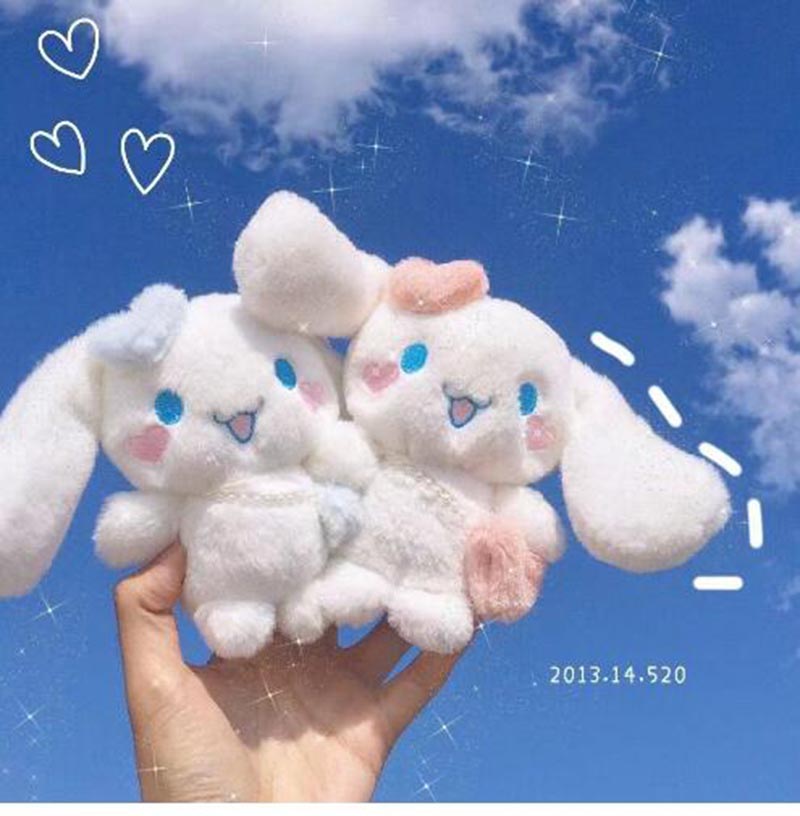Fashion Cute Love Cinnamoroll Plush Pendant Jewelry Keychain Schoolbag Ornament key Ring Kids Gifts