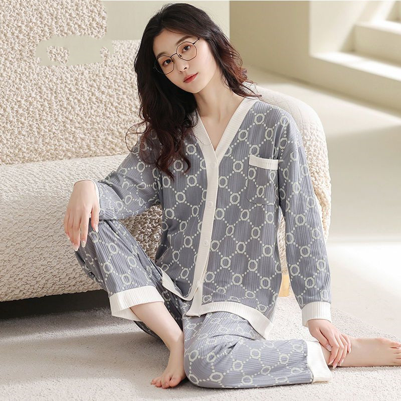 Women's Sleepwear 100% Cotton Pajamas Set Sexy Sleepwear For Women Full-Length Cartoon Pyjama Women's Autumn Fashion Soft Homewear Plus Size