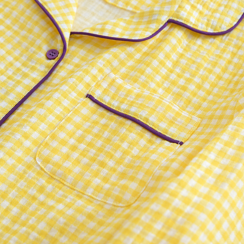 Women's Sleepwear Women Spring Pajamas Cotton Gauze Crepe Sleepwear Long Sleeve Print Two Piece Set Loungewear Thin Casual Loose Home Clothes 230