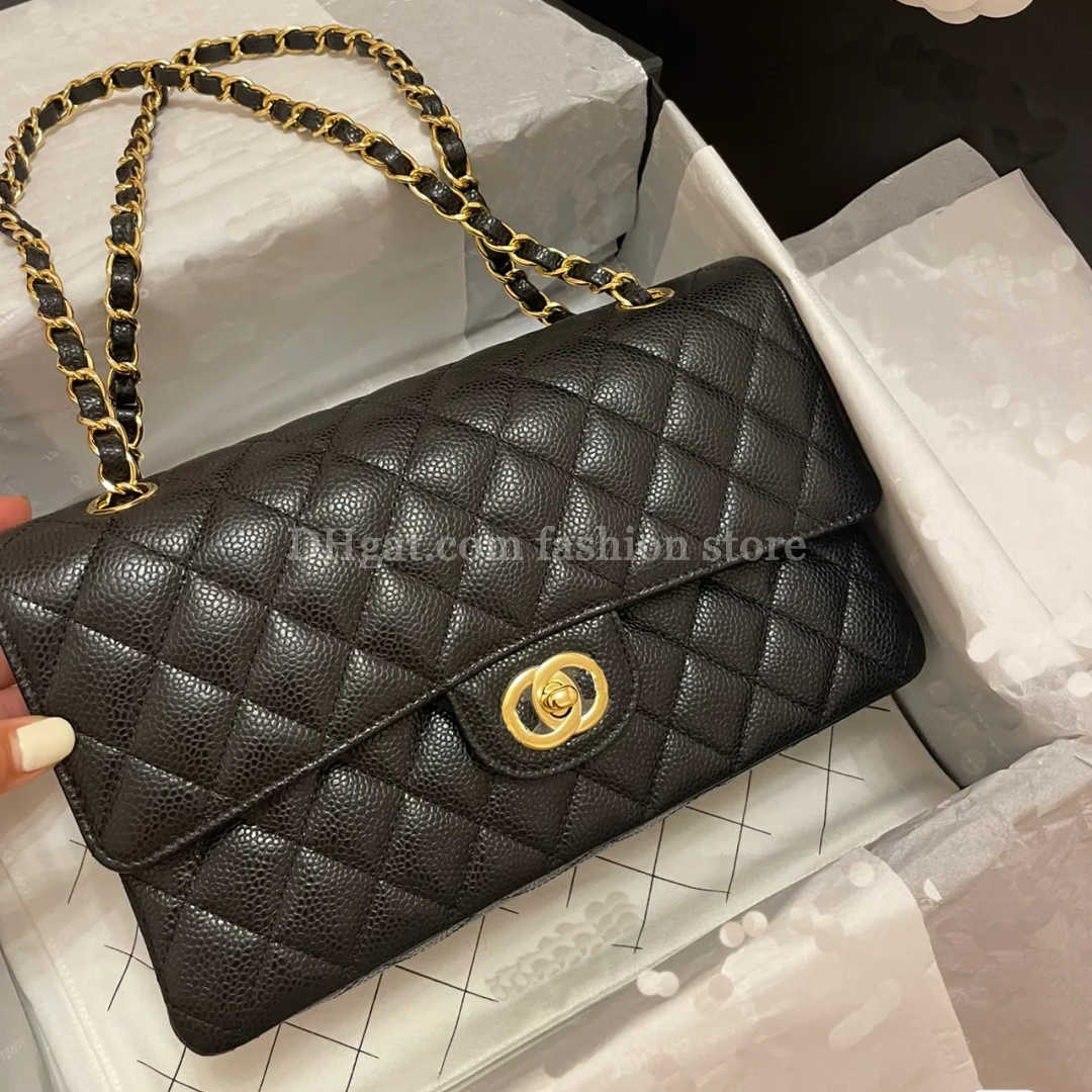 shoulder 5A designer bag classic plaid handbag gold silver chain leather double letter solid color buckle square stripe lady