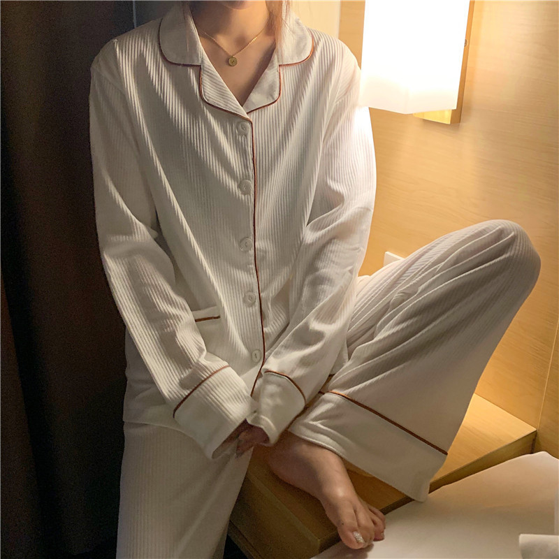 Women's Sleepwear Autumn Pajama Sets Women Japanese Long Sleeve V-neck Loose Lounge Sleepwear Sweet Fairy Simplicity Pyjama 2 Pcs Student Homewea