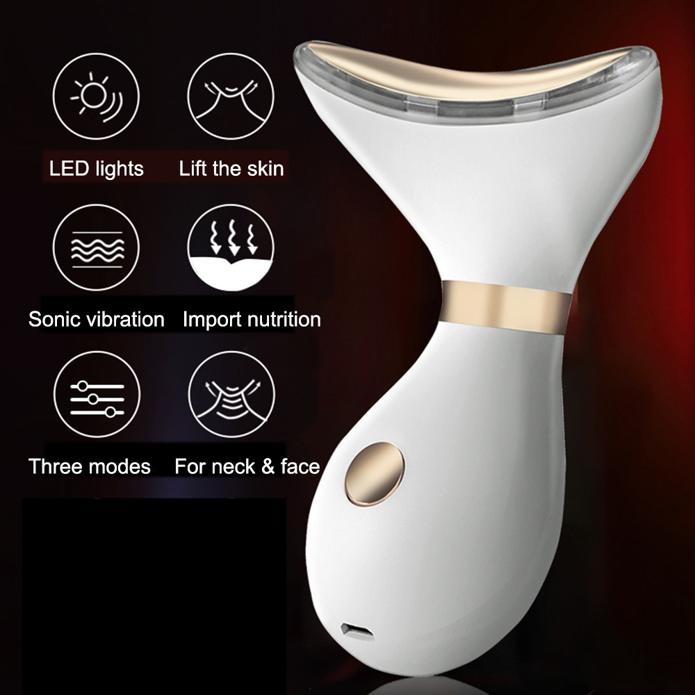 Face Care Devices 3 Colors Led Neck Massager Pon Heating Face Neck Wrinkle Removal AntiAging Reduce Double Chin Skin 230308