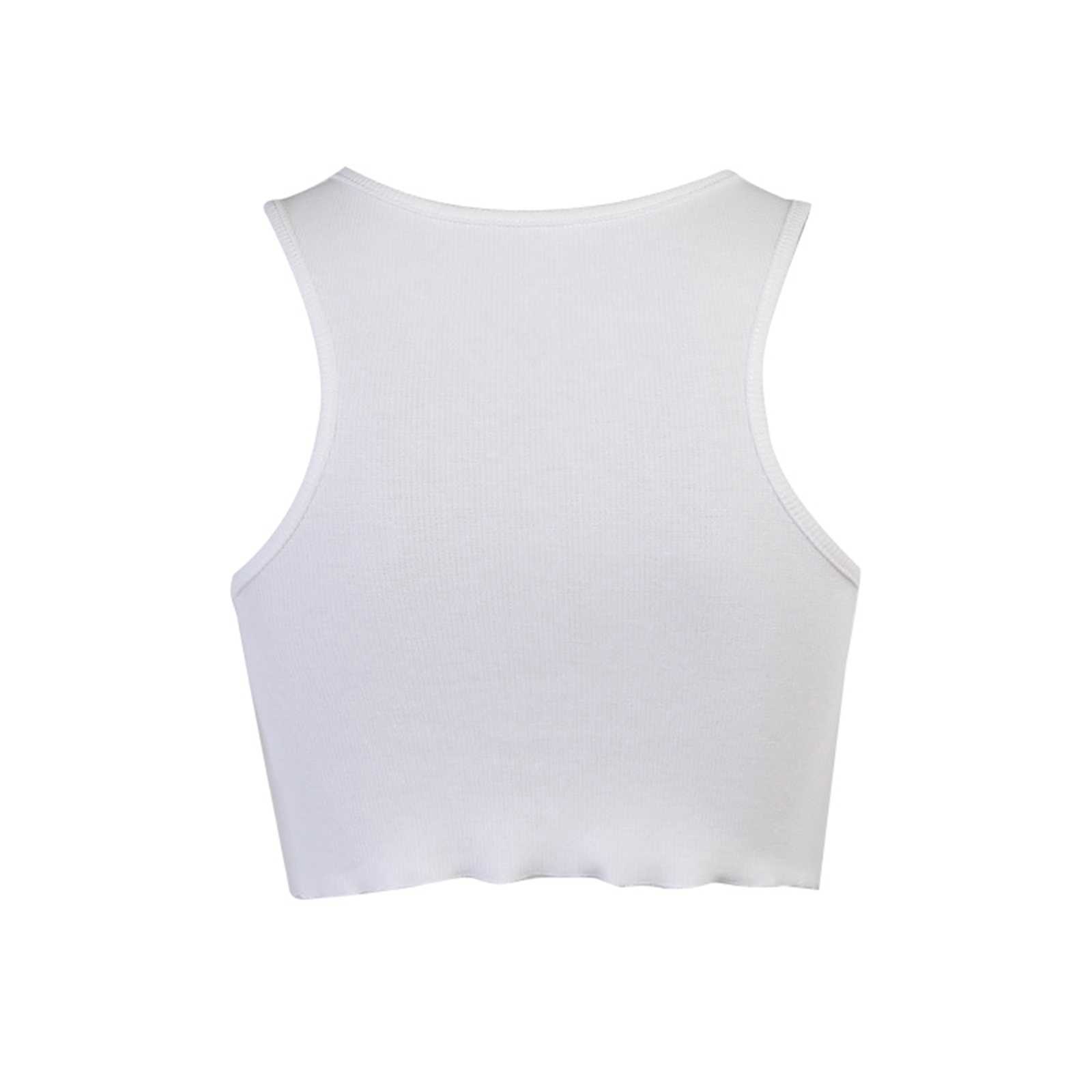 Women's Knits Tees Girls Summer Round Collar Camisole Ladies Caricature Letter Printing Sleeveless Midriff-baring Tank Top Slim Base Shirt W0306