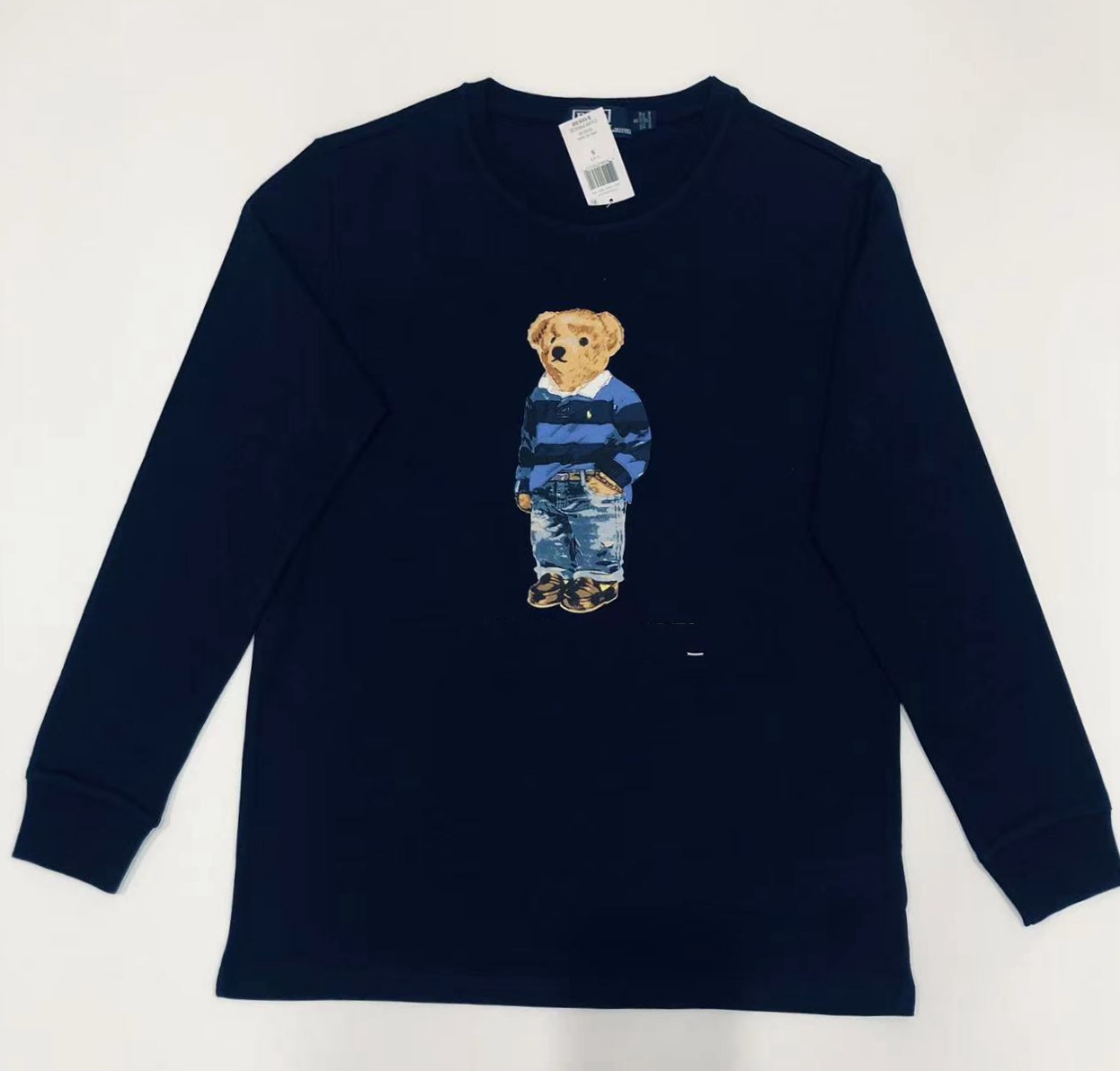Designer polos men's T-shirt cartoon bear print long sleeved T-shirt, spring and autumn casual cotton top, young men's fashionable US size "s-2XL