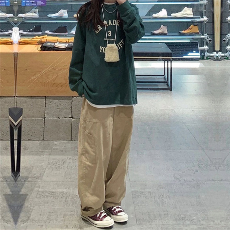 Women's Pants Capris Women Casual Pants Vintage Cargo Pants Drawstring High Waist Trousers Loose Korean Streetwear Joggers Trousers y2k Hip-hop B