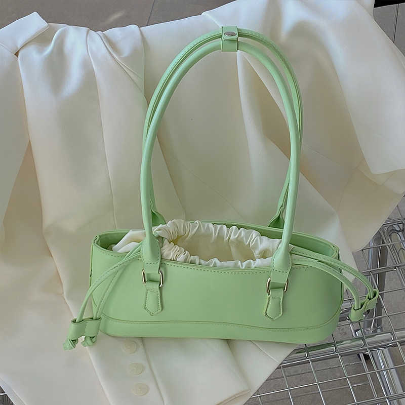 Shoulder Bags Underarm Trendyol Korean Style Handbags for Women Casual Daily Lady Pu Leather Solid Bolso Mujer 230309