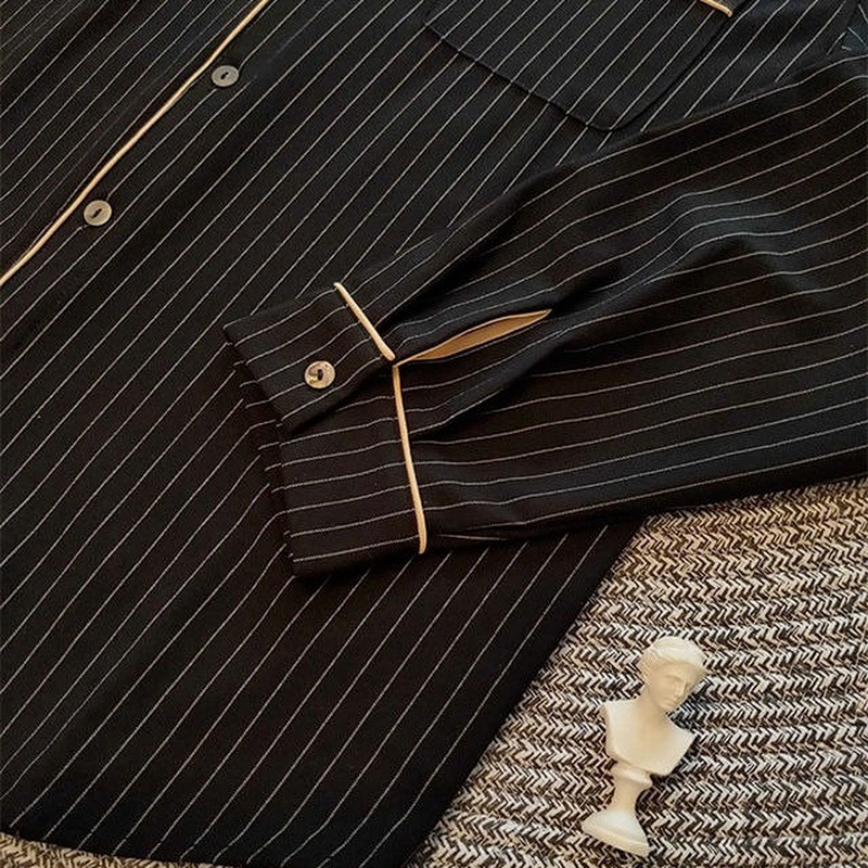 Women's Sleepwear Striped Pajama Set Women Autumn Brief Set Two Piece Pijama Sleepwear Winter Pyjamas Couple Bedroom Loungewear Home Clothes 2303