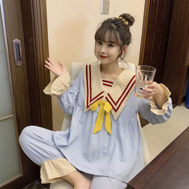 Women's Sleepwear Princess Plaid Pajamas Set Sweet Full-Length Sleepwear For Women Cotton Retro Soft Pyjama Women's Soft Fashion Homewear 23