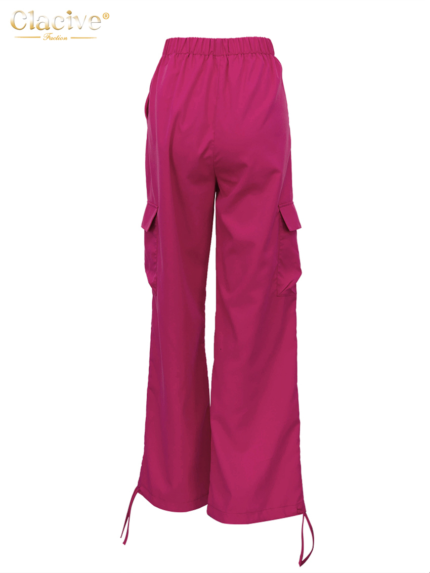 Women's Pants Capris Clacive Vintage Loose Pink Cargo Pants Women Autumn Fashion High Waist Wide Trousers Streetwear Hip Hop Full Length Pants Po
