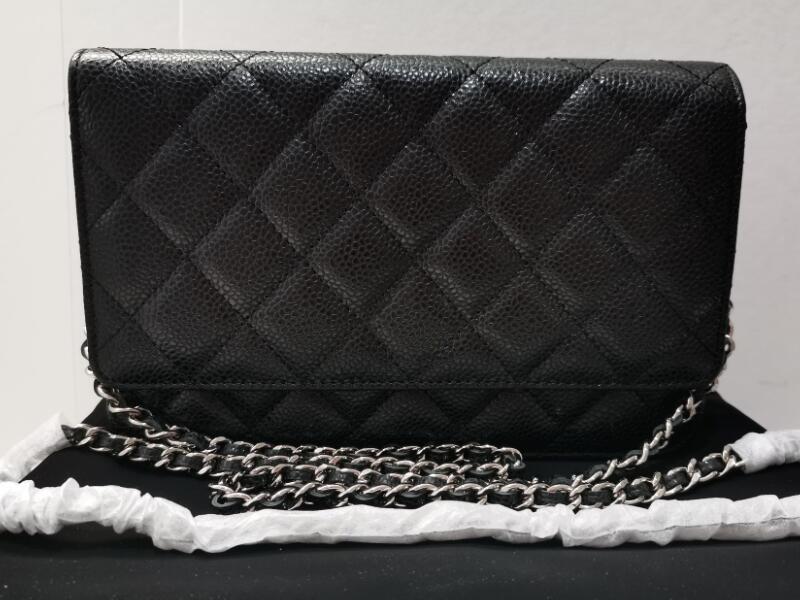 

5A Wallets CC AP0250 WOC Classic Wallet on Chain Grained Caviar Quilted Silver Hardware Shoulder Handbags For Women With Box Fendave, Caviar quilted gold_10