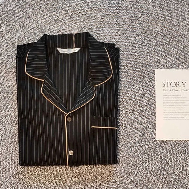 Women's Sleepwear Striped Pajama Set Women Autumn Brief Set Two Piece Pijama Sleepwear Winter Pyjamas Couple Bedroom Loungewear Home Clothes 2303