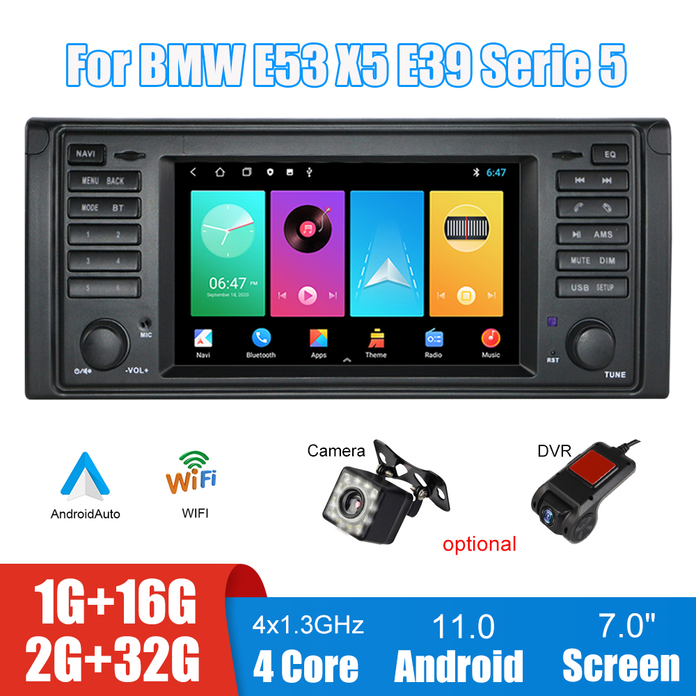 7 Inch Screen Car DVD Radio Audio Android Player MP5 MP3 GPS Navigation FM Transmitter 2 Din DVR Camera For BMW E53 X5 E39 Serie 5