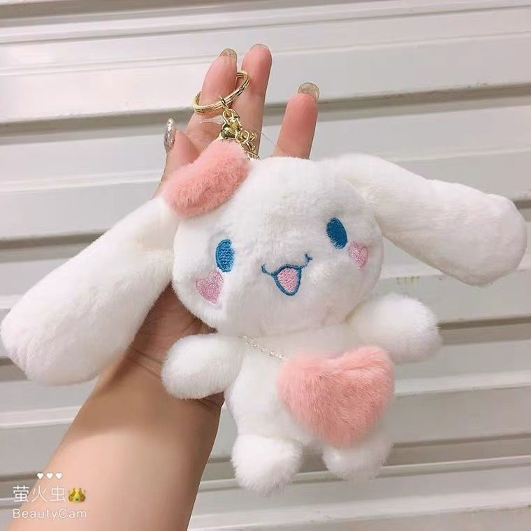 Fashion Cute Love Cinnamoroll Plush Pendant Jewelry Keychain Schoolbag Ornament key Ring Kids Gifts