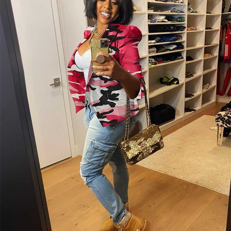 Summer Women Clothing Fashion Casual Blazers New Camouflage Printed Single Western Top Coat