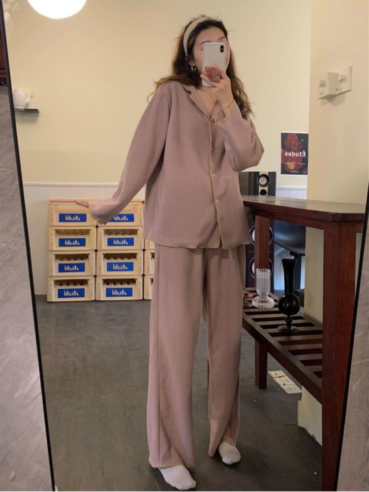 Women's Sleepwear Pajama Sets Women Autumn Simple Light Soft Nightwear Fashion Chic Lovely Style Casual Korean Sleepwear Mujer Student Ins Lounge