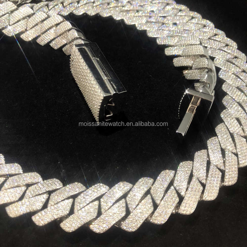 necklace moissanite chain 925 sterling Silver pendant Miami Cuban Chain Moissanite 18k Hip Hop Jewelry necklaces for men
