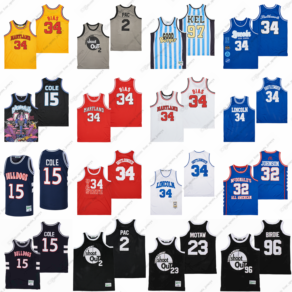 Movie Version Basketball Jersey 34 Big State Shuttlesworth Kel 15 Cole Terry Len Bias 32 Magic Johnson Shoot Out 2 Pac Customize any DIY jerseys, Picture
Movie Version Basketball Jersey 34 Big State Shuttlesworth Kel 15 Cole Terry Len Bias 32 Magic Johnson Shoot Out 2 Pac Customize any DIY jerseys, Picture