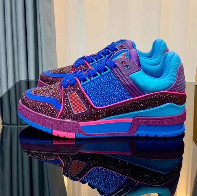 Luxury designer women men's casual shoes fashion colorful crystal women's flat shoes loafers fashion show platform wedge lace-up sneakers tenis masculino 2023, Blue
Luxury designer women men's casual shoes fashion colorful crystal women's flat shoes loafers fashion show platform wedge lace-up sneakers tenis masculino 2023, Blue