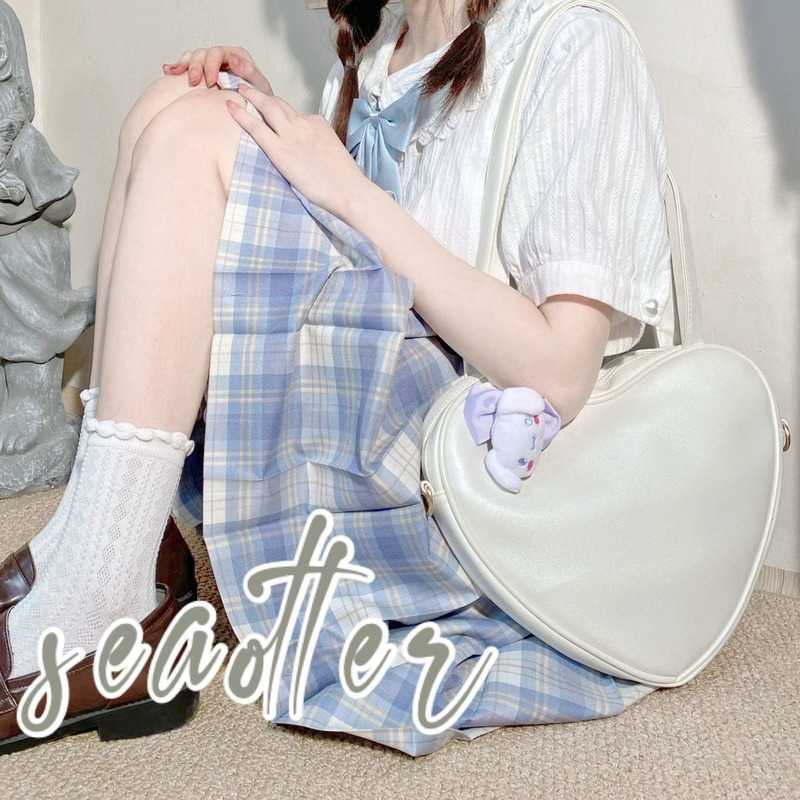 Shoulder Bags Sweet Cute Heart for Women Japanese Preppy Style Jk Lolita Kawaii Female Candy Color Handbags Pouch 230309