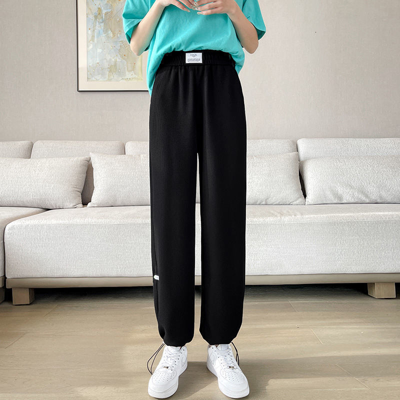 Women's Pants Capris Streetwear Pants Summer Sports Pants Women's Leggings Pants Slim Casual Loose Straight-leg Pants Waffle Wide-leg Pants 
