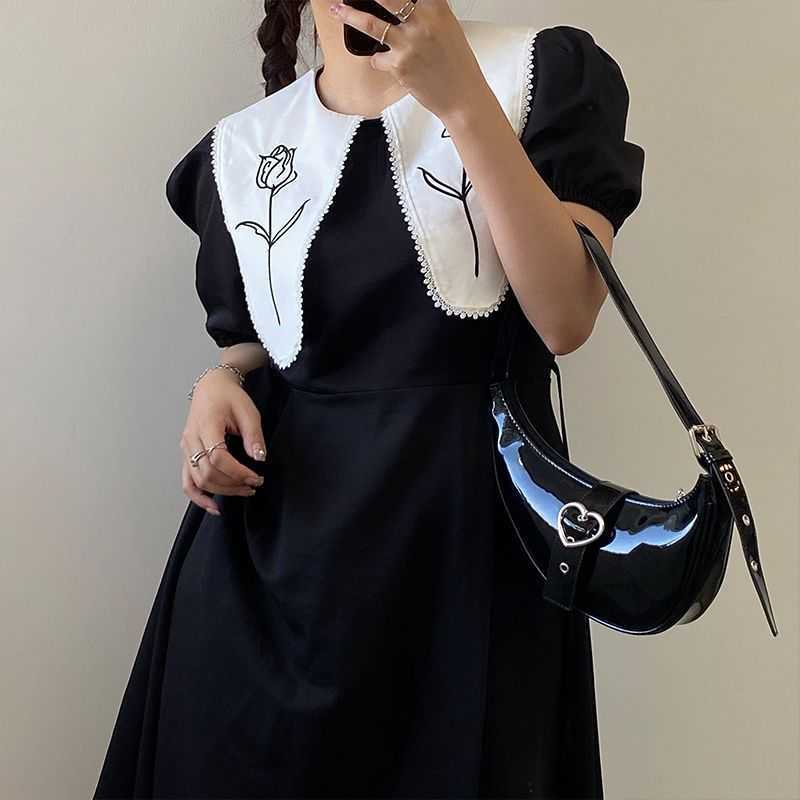 Shoulder Bags Moto Biker for Women Trendyol Heart Zipper Underarm Crescent Black Patent Leather Babes Coin Purse 230309