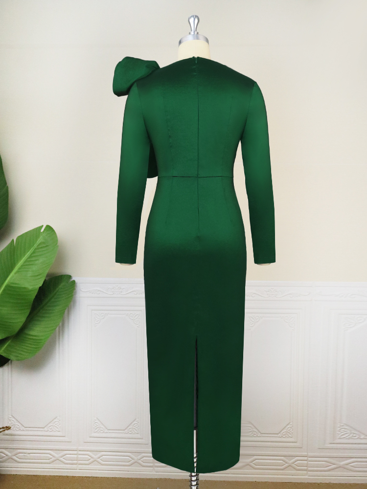Casual Dresses Dresses for Women Party Elegant Long Sleeve Asymmetric Ruffle Shimmer Midi Tight Dress Chic Evening Cocktail Birthday Night Gown 230309