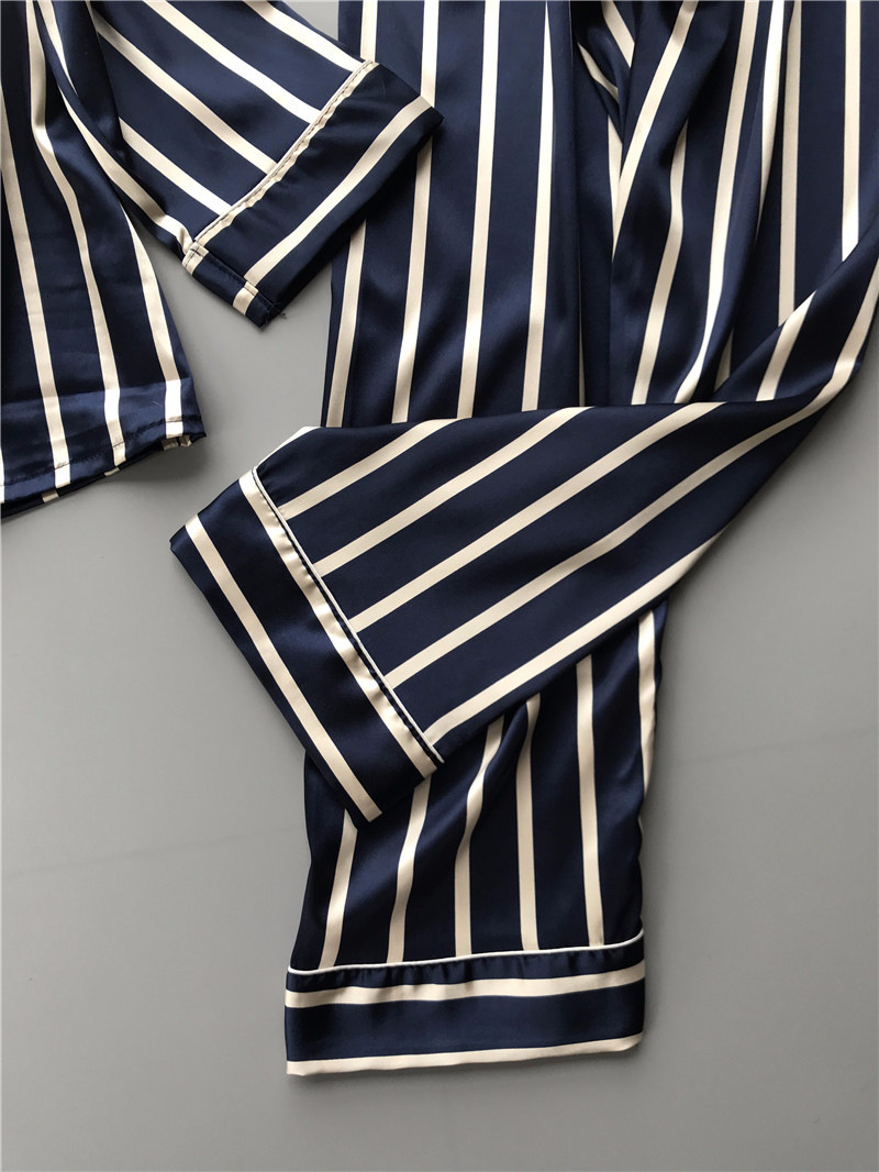 Women's Sleepwear Lisacmvpnel Fashion Women Vertical Stripe Rayon Pajama Set Loose Leisure Spring Pajamas 230309