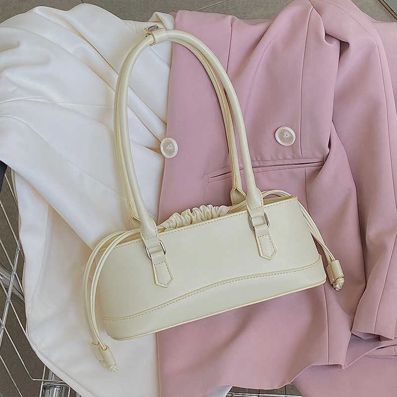 Shoulder Bags Underarm Trendyol Korean Style Handbags for Women Casual Daily Lady Pu Leather Solid Bolso Mujer 230309