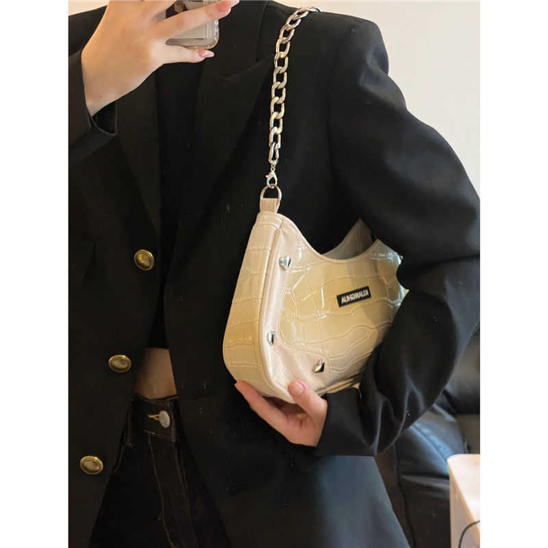 Shoulder Bags Gothic Bag Street Y2k Babes Handbags for Women 2023 Autumn Moto Biker Bolso Mujer Punk White Underarm Handbag 230309