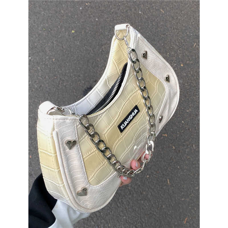 Shoulder Bags Gothic Bag Street Y2k Babes Handbags for Women 2023 Autumn Moto Biker Bolso Mujer Punk White Underarm Handbag 230309