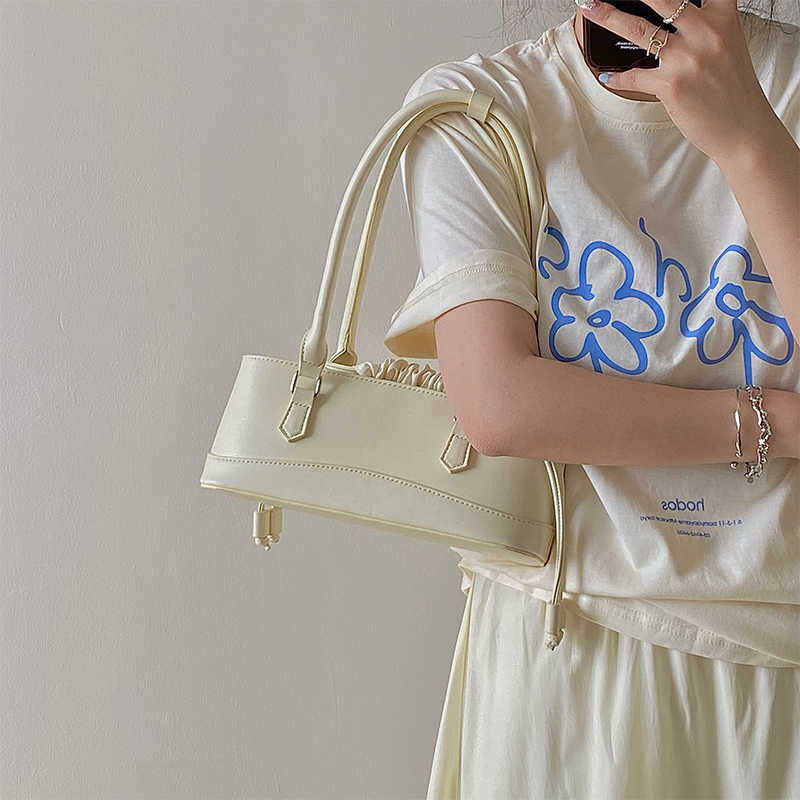 Shoulder Bags Underarm Trendyol Korean Style Handbags for Women Casual Daily Lady Pu Leather Solid Bolso Mujer 230309