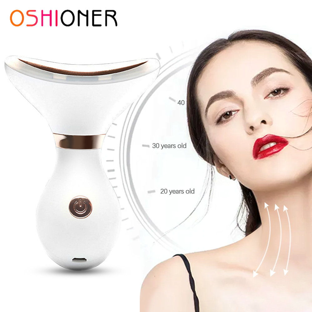 Face Care Devices 3 Colors Led Neck Massager Pon Heating Face Neck Wrinkle Removal AntiAging Reduce Double Chin Skin 230308