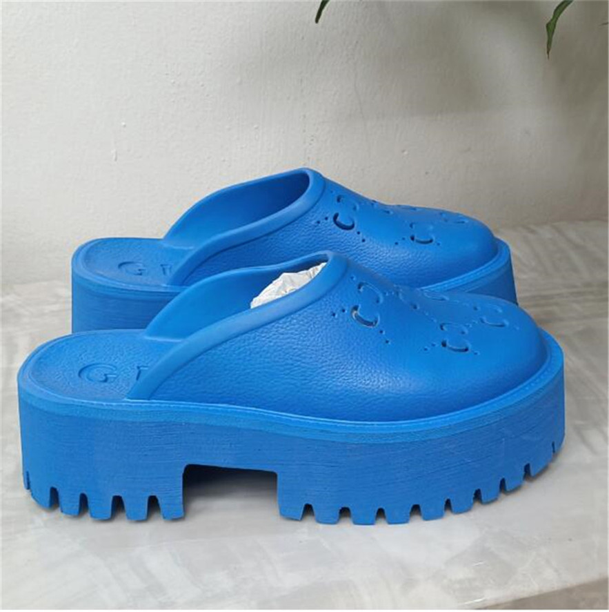 classic fashion Women's platform perforated slippers sandal Summer Shoe Top designer womens slippers Candy colors Clear High Heel