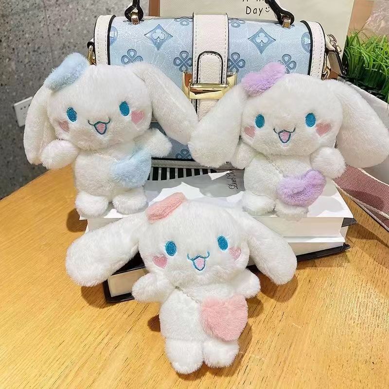 Fashion Cute Love Cinnamoroll Plush Pendant Jewelry Keychain Schoolbag Ornament key Ring Kids Gifts