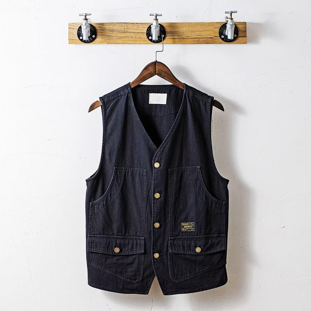 Men's Vests Outdoor Spring Autumn Fishing V Neck Loose Pure Color Waistcoat Korean Style 230309