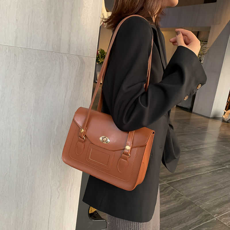 Shoulder Bags Vintage for Women 2023 Autumn Trendyol Japanese Solid Pu Leather Messenger Bag Satchel Female Briefcase 230309