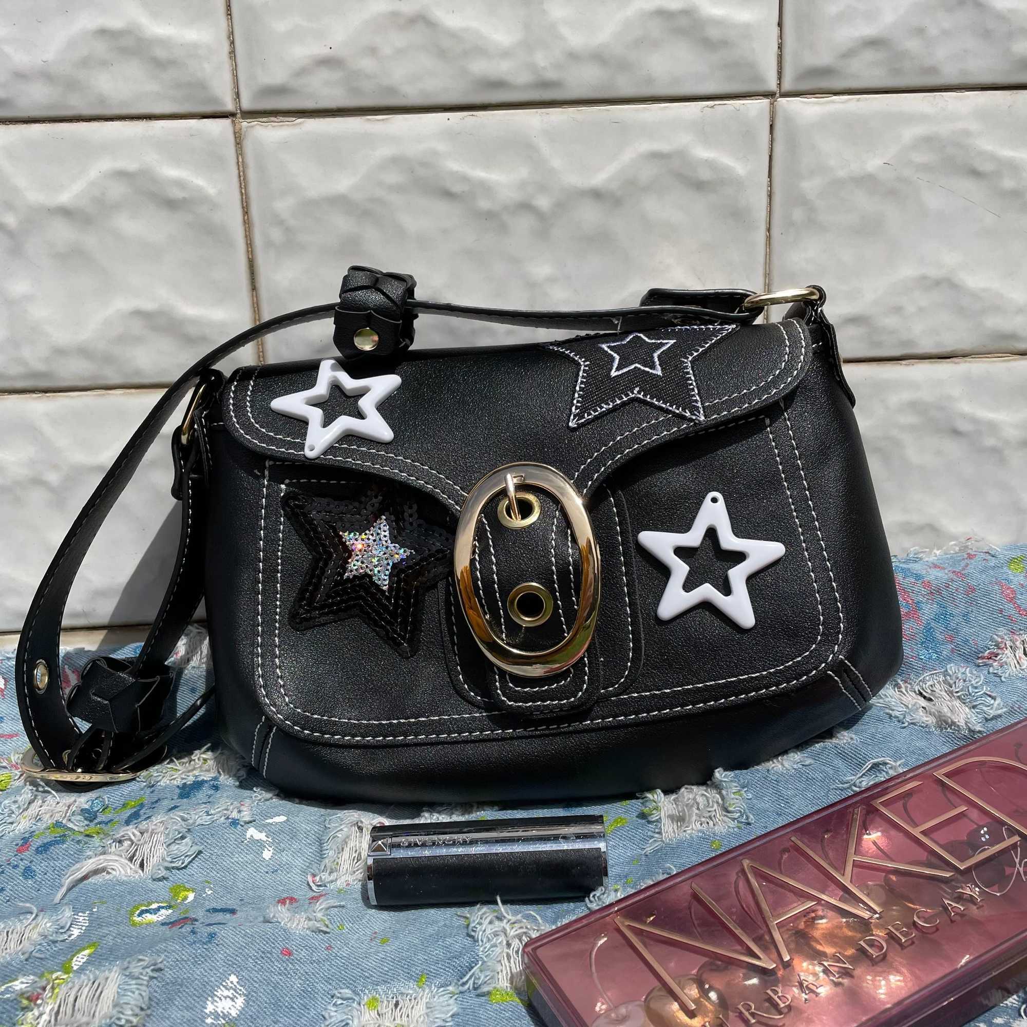Shoulder Bags Vintage Handbags for Women Street Trendyol Babes Moto Biker Underarm Bag Autumn 2023 Casual Star Female 230309