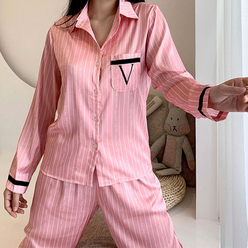 Women's Sleepwear 2 Piece Set Women's Pajamas Fashion Elegant Satin Silk Pyjamas Sleepwear Long Sleeved Summer Loungewear Homewear 230309