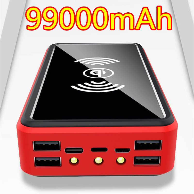 99000mAh Solar Power Bank Phone Portable Fast Charger With LED Light USB Ports External Battery For iPhone 12Pro Xiaomi Huawei