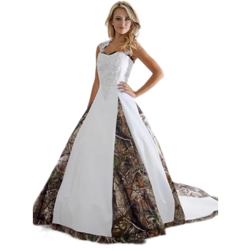 New Camo Wedding Dresses With Appliques Ball Gown Long Camouflage Wedding Party Dress Bridal Gowns