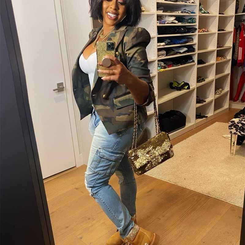 Summer Women Clothing Fashion Casual Blazers New Camouflage Printed Single Western Top Coat