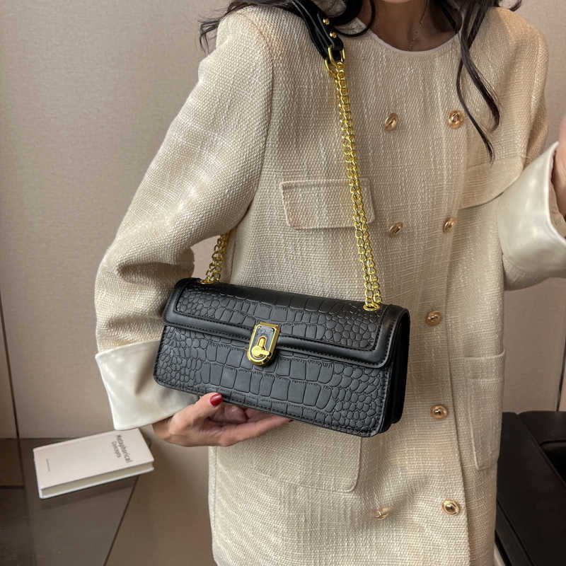 Women Stone Fashion Pattern Chain Flap 2024 Winter New In Small PU Leather Brand Lady Crossbody Bag