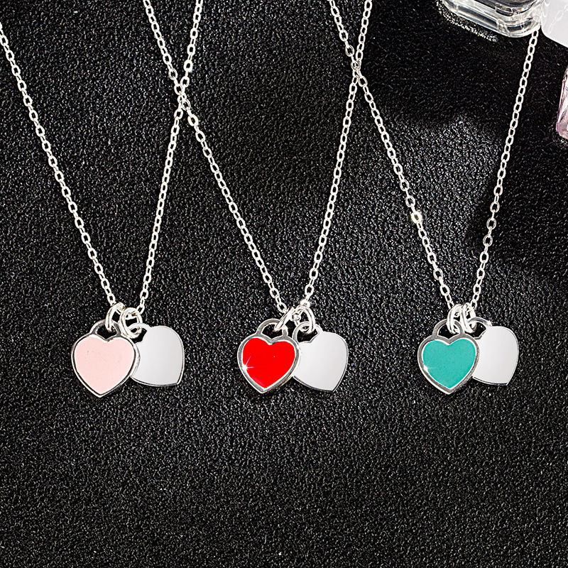 s925 sterling silver enamel peach heart necklace classic European and American double love shaped Tanabata Valentine's Day gift pendant choker
s925 sterling silver enamel peach heart necklace classic European and American double love shaped Tanabata Valentine's Day gift pendant choker