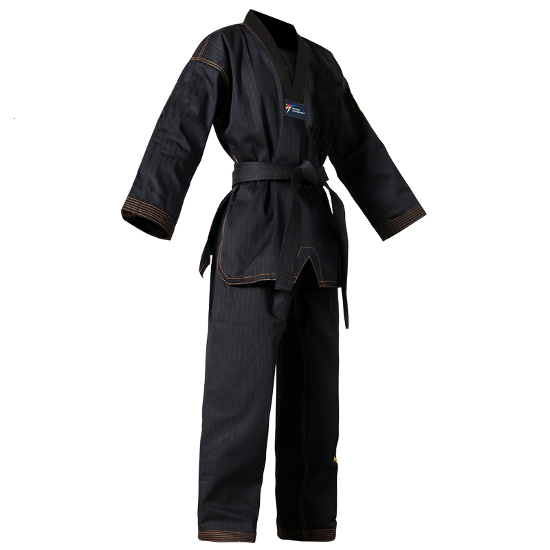 Other Sporting Goods Taekwondo Master Dobok Ultralight Wt Fighter Polyester Suit Black Martial Arts Gi With Exquisite Embroidery 230309