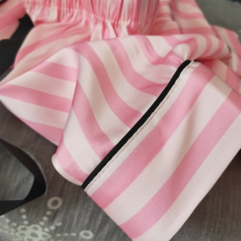 Women's Sleepwear Long Sleeve Pajamas for Women Striped Satin Silk Pajama Set Sleepwear Fashion Style Loungewear Ladies Lounge Wear Winter Clothe