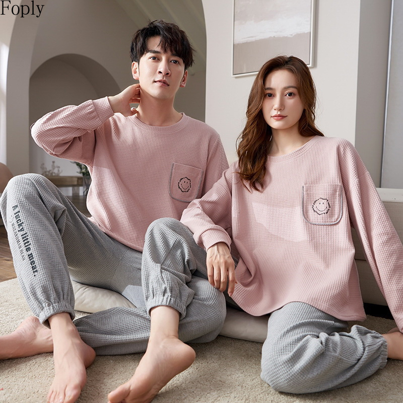 Women's Sleepwear 100% Cotton Couple Pajamas Sets for Women Men Plus Size Sleepwear Comfortable Homewear Autumn Winter Leisure Loungewear Pijamas