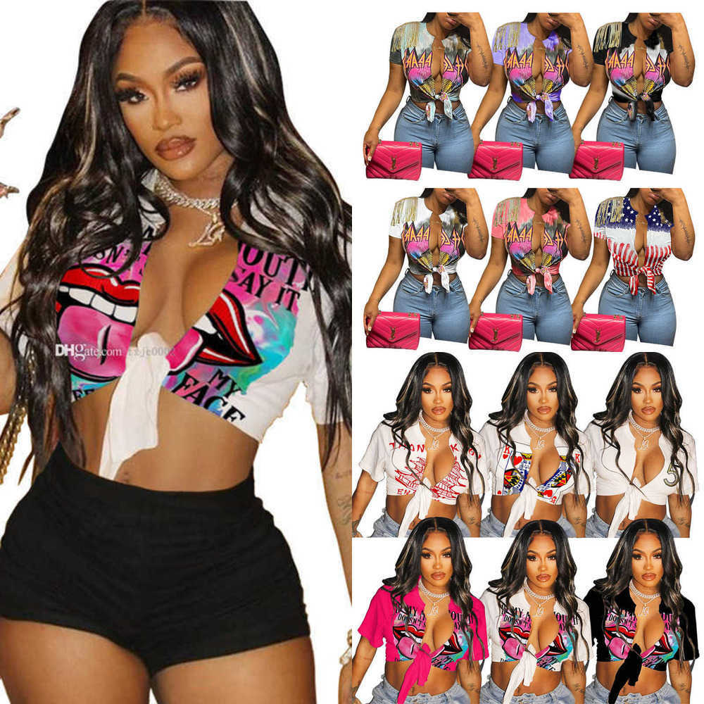 Designer Women T-shirts Sexy Letter Graffiti Print Crop Tops Navel Strap Cardigan T-shirt Lace Up Shirt Short Sleeve Tees, #7
Designer Women T-shirts Sexy Letter Graffiti Print Crop Tops Navel Strap Cardigan T-shirt Lace Up Shirt Short Sleeve Tees, #7