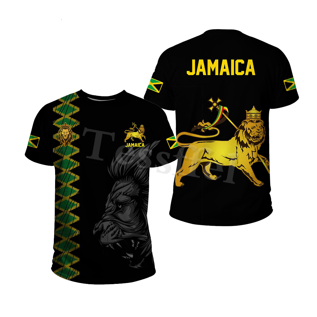 Men's T-Shirts Tessffel Jamaica Lion Emblem Summer Fashion 3D Print Tops Tee Tshirt Men Women Short Sleeve T shirt Streetwear Style-4 230309