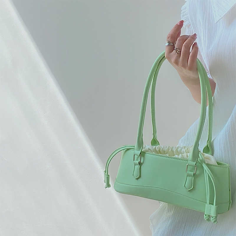 Shoulder Bags Underarm Trendyol Korean Style Handbags for Women Casual Daily Lady Pu Leather Solid Bolso Mujer 230309